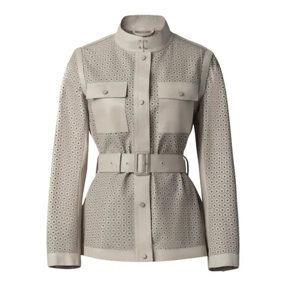 Mackage Naeva Perforated Leather Peplum Jacket - Picture 8 of 14